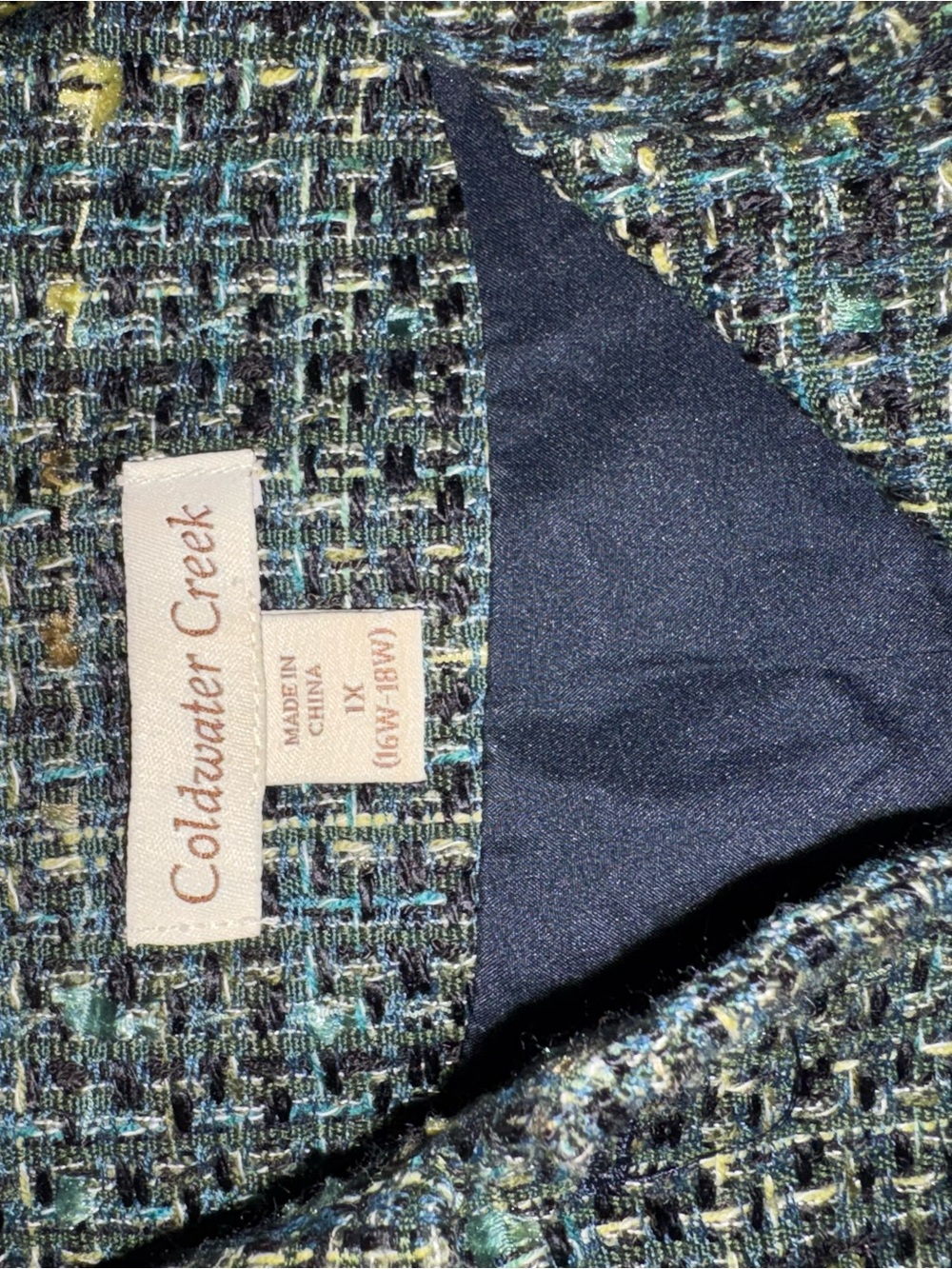 Coldwater Creek Tweed Blazer in Blue and Green Mix